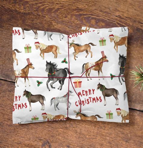 vintage horse christmas wrapping paper